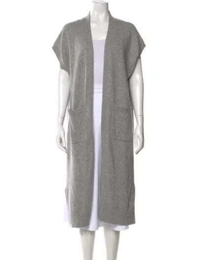 Pre-owned White + Warren Cashmere Open Front Sweater In Gray