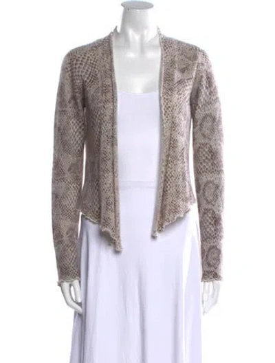 Pre-owned White + Warren Cashmere Open Front Sweater In Gray