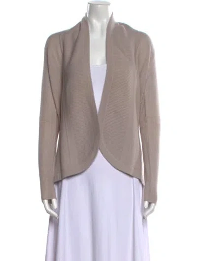 Pre-owned White + Warren Cashmere Open Front Sweater In Gray