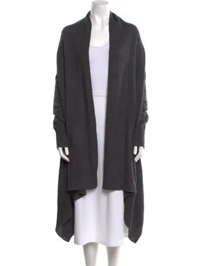 Pre-owned White + Warren Cashmere Open Front Sweater In Gray