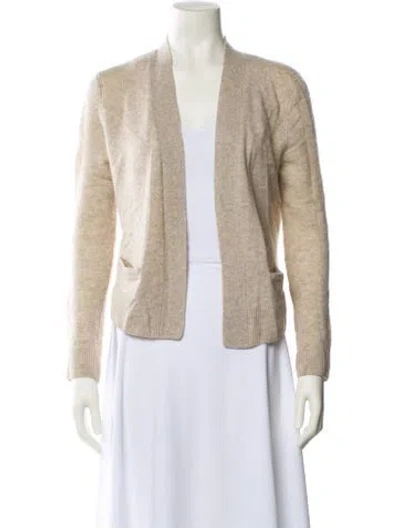 Pre-owned White + Warren Cashmere Open Front Sweater In Gray