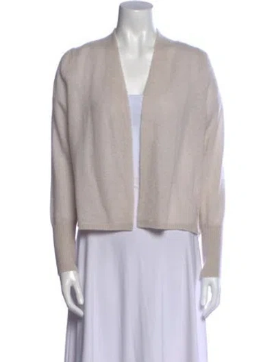 Pre-owned White + Warren Cashmere Open Front Sweater In Gray