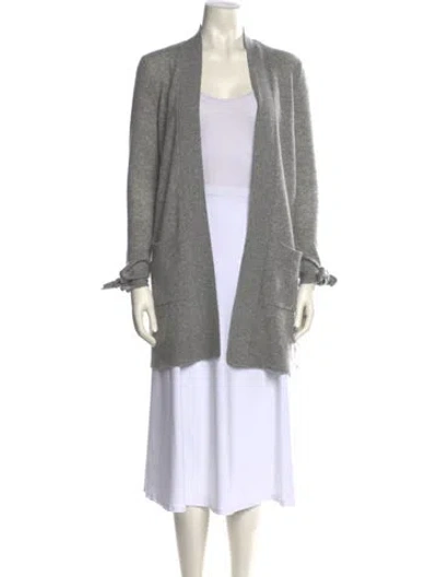Pre-owned White + Warren Cashmere Open Front Sweater In Gray