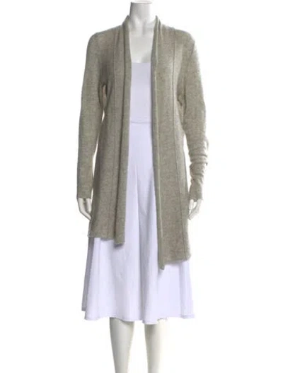 Pre-owned White + Warren Cashmere Open Front Sweater In Gray