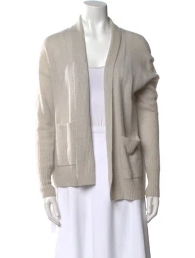 Pre-owned White + Warren Cashmere Open Front Sweater In Gray