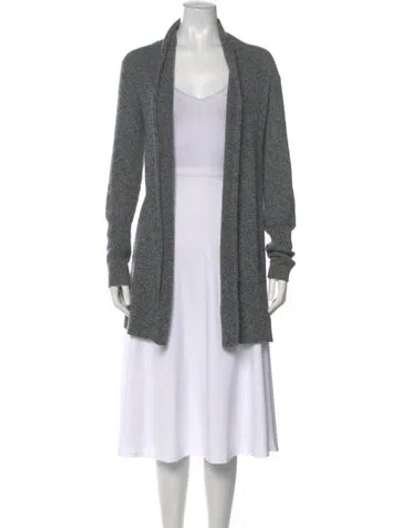 Pre-owned White + Warren Cashmere Open Front Sweater In Gray