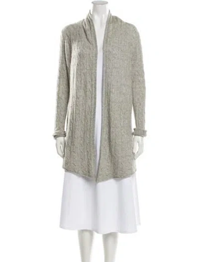Pre-owned White + Warren Cashmere Open Front Sweater In Gray