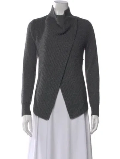 Pre-owned White + Warren Cashmere Open Front Sweater In Gray