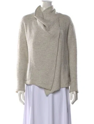 Pre-owned White + Warren Cashmere Open Front Sweater In Gray