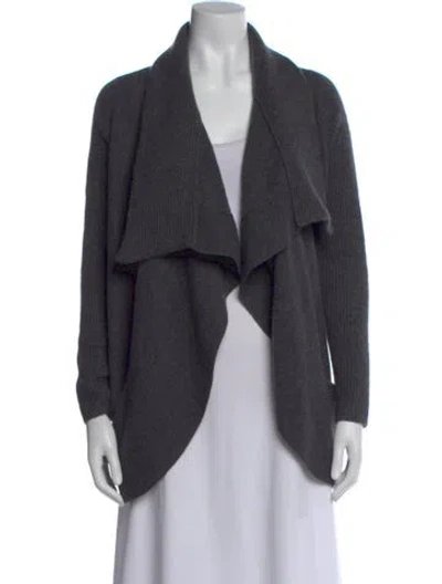 Pre-owned White + Warren Cashmere Open Front Sweater In Gray