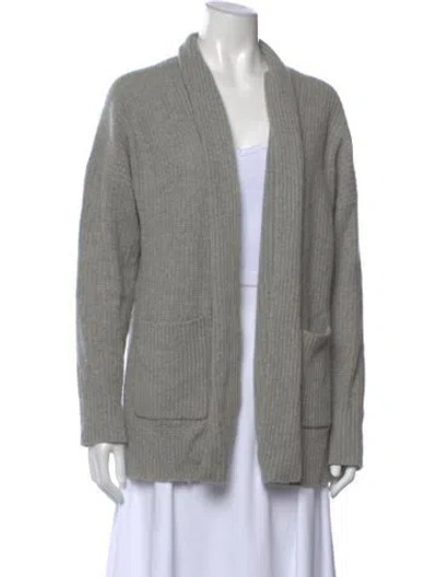 Pre-owned White + Warren Cashmere Open Front Sweater In Gray