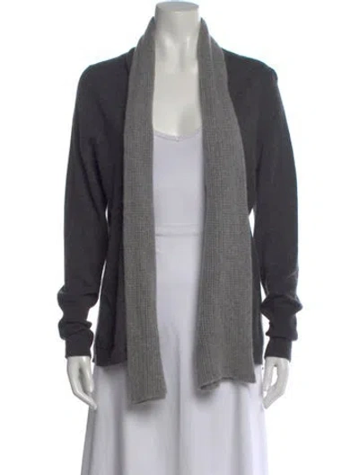 Pre-owned White + Warren Cashmere Open Front Sweater In Gray