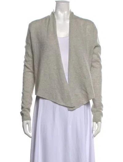 Pre-owned White + Warren Cashmere Open Front Sweater In Gray