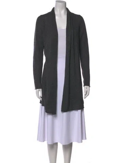 Pre-owned White + Warren Cashmere Open Front Sweater In Gray