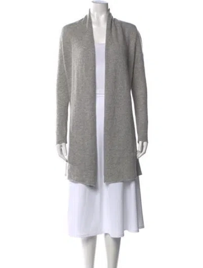 Pre-owned White + Warren Cashmere Open Front Sweater In Gray