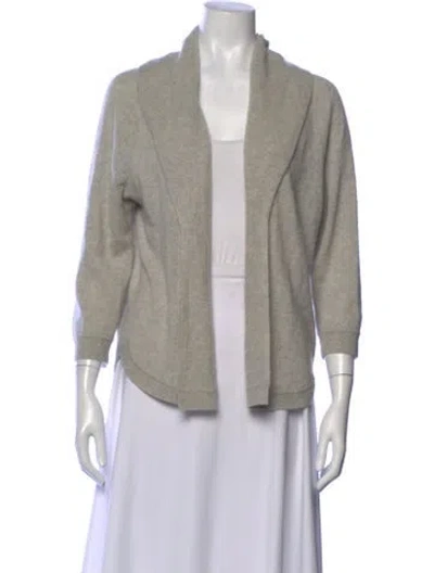Pre-owned White + Warren Cashmere Open Front Sweater In Gray