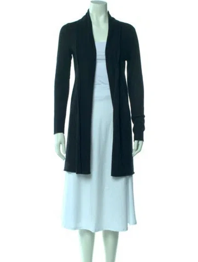 Pre-owned White + Warren Cashmere Open Front Sweater In Green
