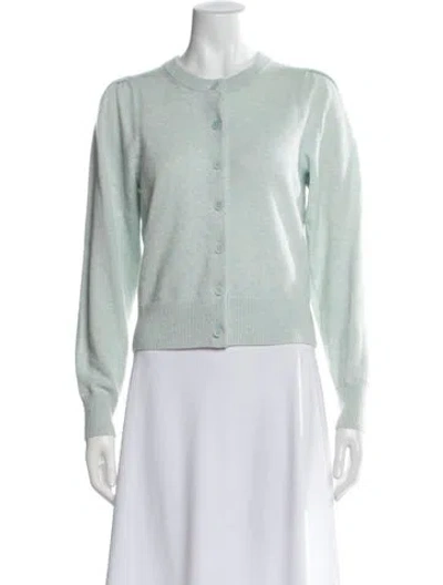 Pre-owned White + Warren Cashmere Open Front Sweater In Green