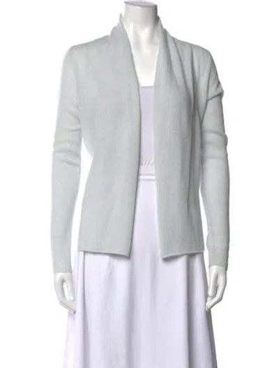 Pre-owned White + Warren Cashmere Open Front Sweater In Grey