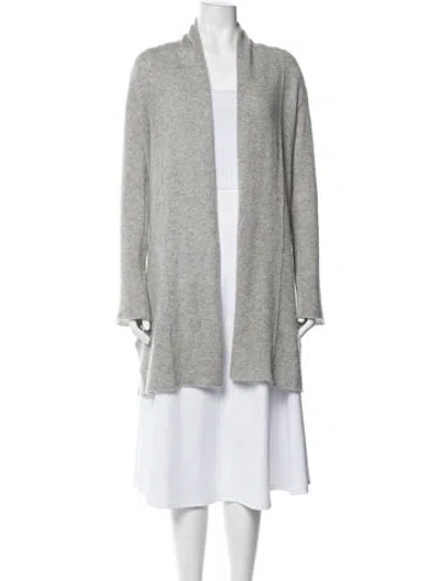 Pre-owned White + Warren Cashmere Open Front Sweater In Grey