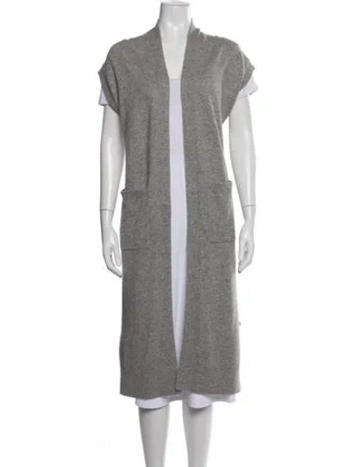 Pre-owned White + Warren Cashmere Open Front Sweater In Grey