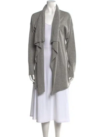 Pre-owned White + Warren Cashmere Open Front Sweater In Grey