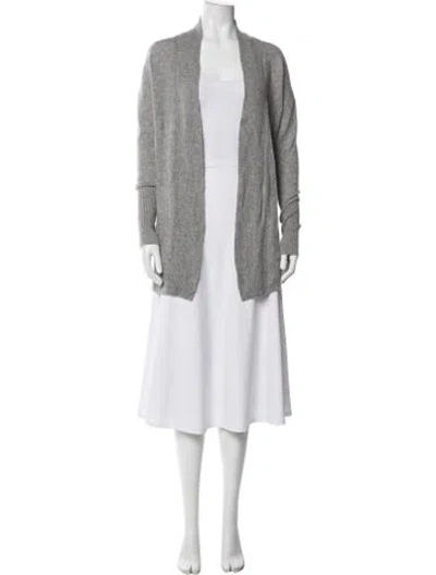 Pre-owned White + Warren Cashmere Open Front Sweater In Grey