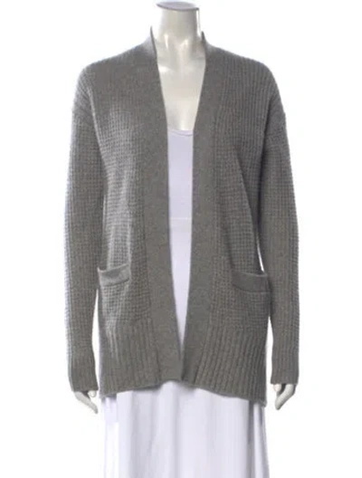 Pre-owned White + Warren Cashmere Open Front Sweater In Grey
