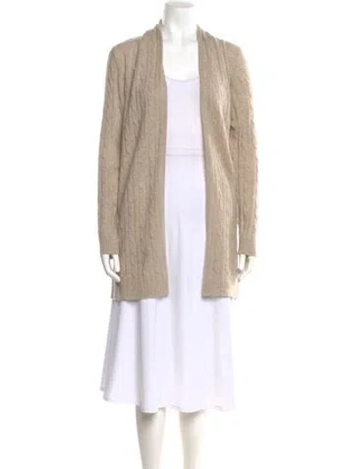 Pre-owned White + Warren Cashmere Open Front Sweater In Neutral