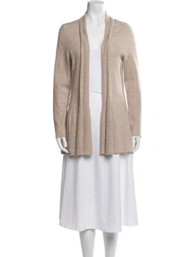 Pre-owned White + Warren Cashmere Open Front Sweater In Neutral