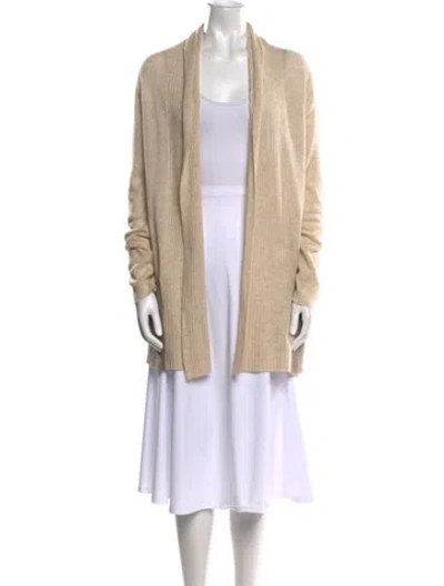 Pre-owned White + Warren Cashmere Open Front Sweater In Neutral