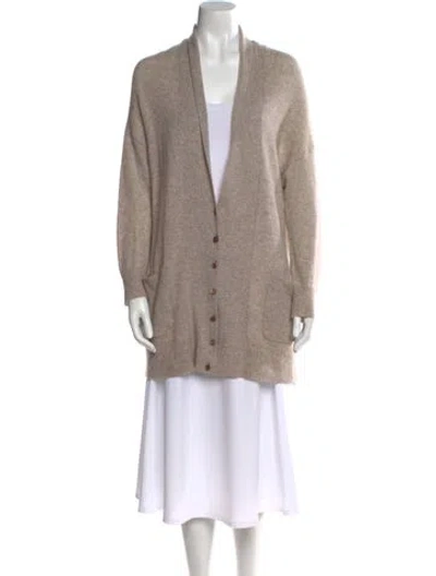 Pre-owned White + Warren Cashmere Open Front Sweater In Neutral
