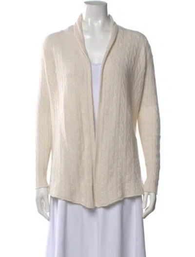 Pre-owned White + Warren Cashmere Open Front Sweater In Neutral