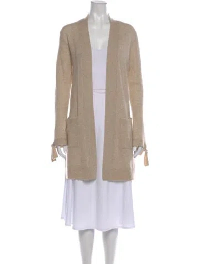 Pre-owned White + Warren Cashmere Open Front Sweater In Neutral