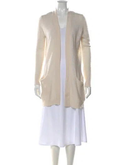 Pre-owned White + Warren Cashmere Open Front Sweater In Neutral