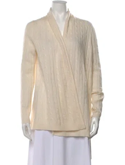 Pre-owned White + Warren Cashmere Open Front Sweater In Neutral
