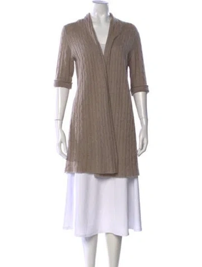Pre-owned White + Warren Cashmere Open Front Sweater In Neutral