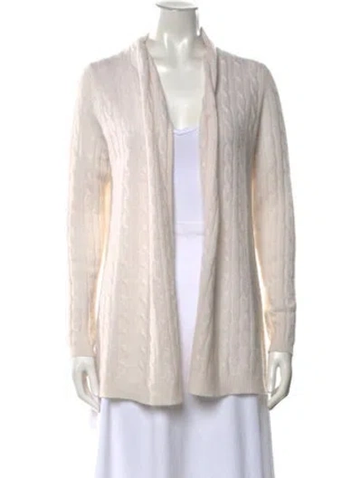 Pre-owned White + Warren Cashmere Open Front Sweater In Neutral