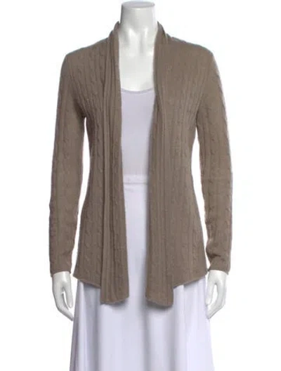Pre-owned White + Warren Cashmere Open Front Sweater In Neutrals