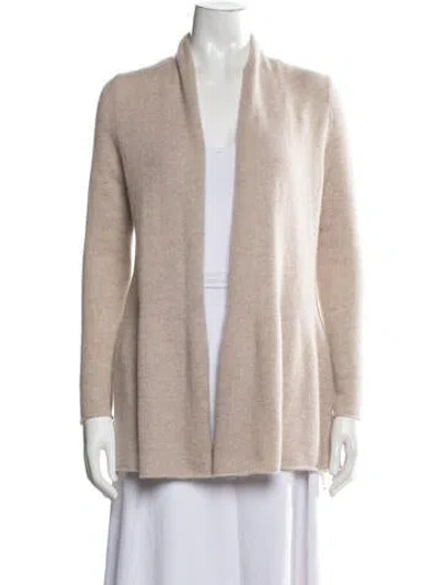 Pre-owned White + Warren Cashmere Open Front Sweater In Neutrals