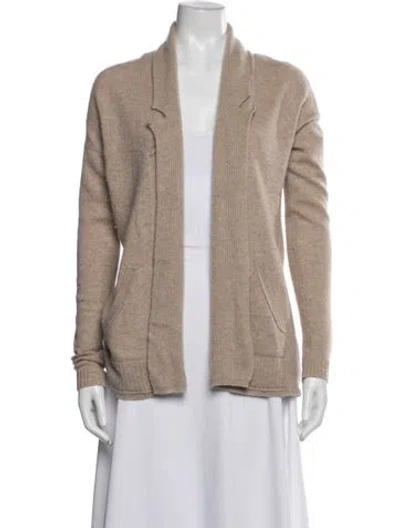 Pre-owned White + Warren Cashmere Open Front Sweater In Neutrals