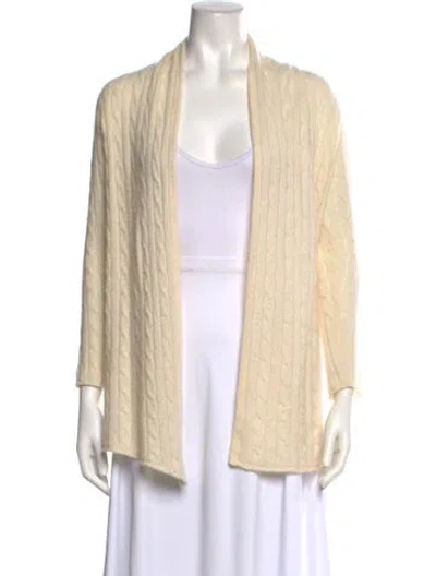 Pre-owned White + Warren Cashmere Open Front Sweater In Neutrals