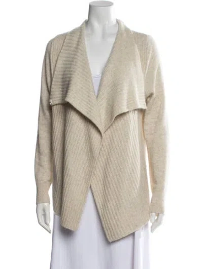 Pre-owned White + Warren Cashmere Open Front Sweater In Neutrals