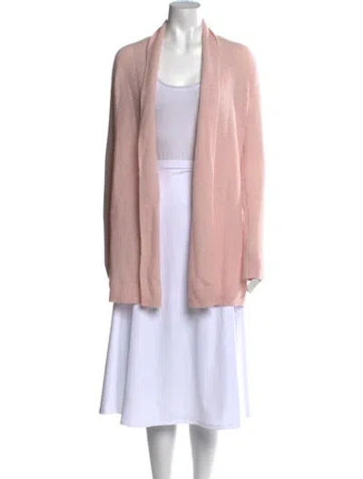 Pre-owned White + Warren Cashmere Open Front Sweater In Pink
