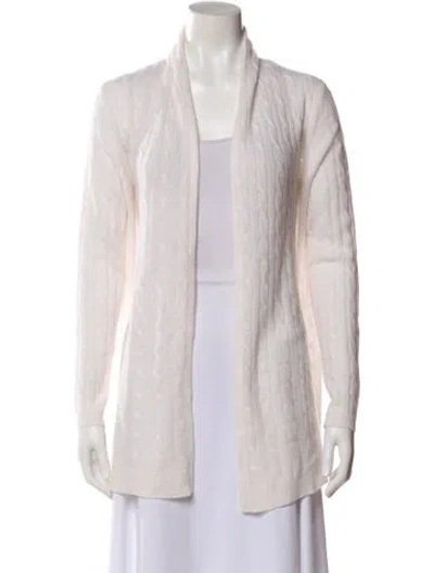 Pre-owned White + Warren Cashmere Open Front Sweater In Pink