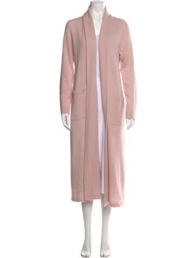 Pre-owned White + Warren Cashmere Open Front Sweater In Pink