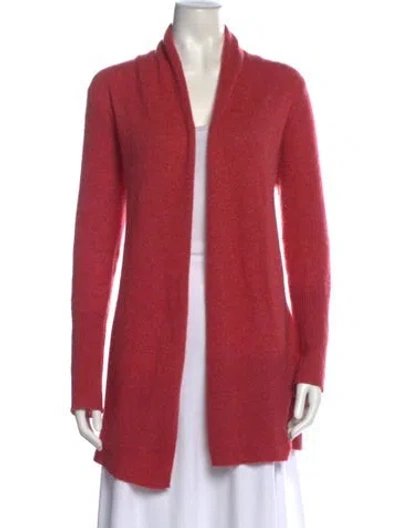 Pre-owned White + Warren Cashmere Open Front Sweater In Pink