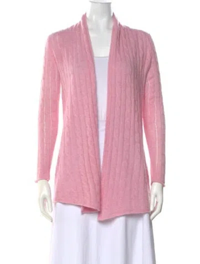 Pre-owned White + Warren Cashmere Open Front Sweater In Pink