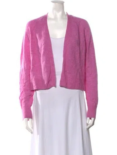 Pre-owned White + Warren Cashmere Open Front Sweater In Pink