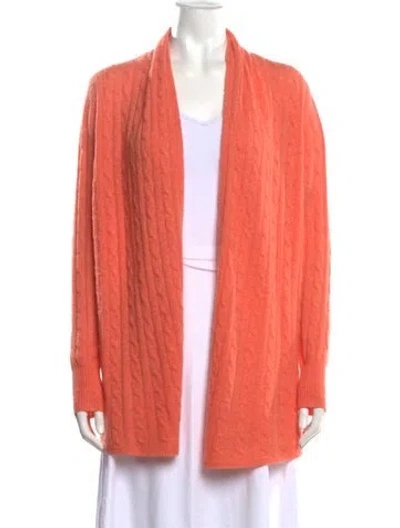 Pre-owned White + Warren Cashmere Open Front Sweater In Pink
